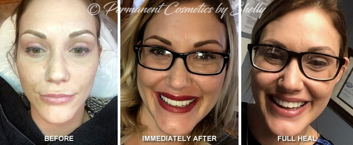 Lip Tattoo before after by Shelley Voigt