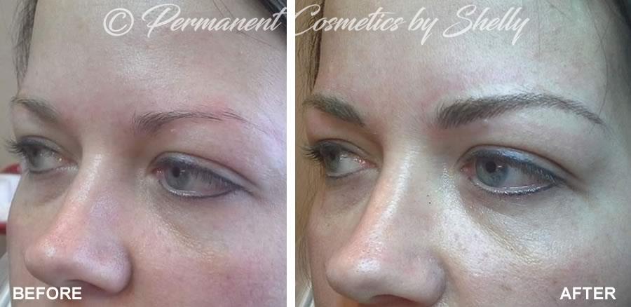 Microblading before and after from Permanent Cosmetics by Shelly