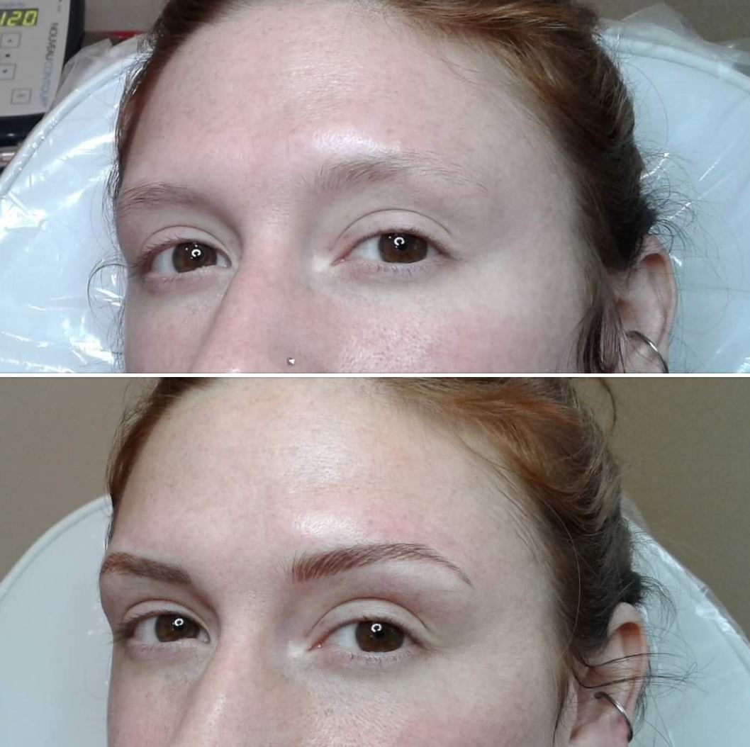 Microblading before and after photo from Shelley Voigt Microblading before and after photo from Shelley Voigt